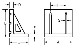 T-Slotted Webbed Angle Plate Drawing