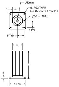 TSO-DWG Suburban Tool Octagonal Column Tombstone Fixture Drawing