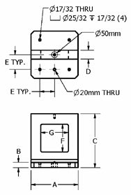 Window Type Tombstone Fixture dimension drawing (Suburban Tool)